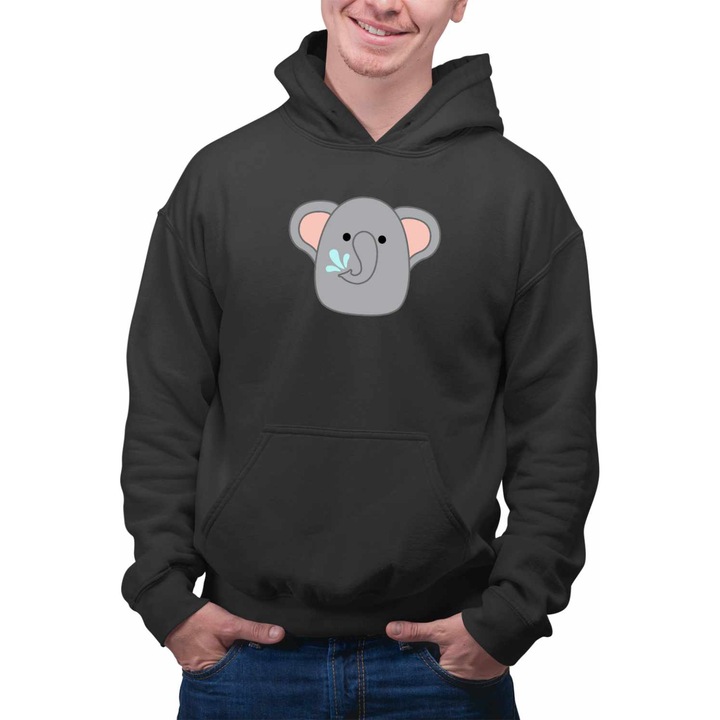 Hanorac Barbati Squishmallows Elefant Africa CoolTrend, negru, marime L