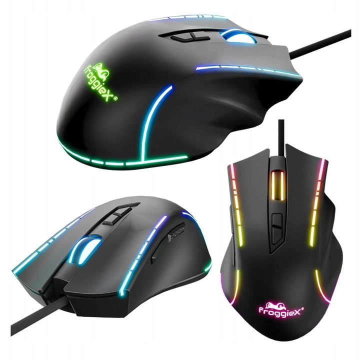 Гейминг мишка FROGGIEX Cyclone-X, 8 програмируеми бутона, регулируем DPI 1600-12800, LED RGB осветление