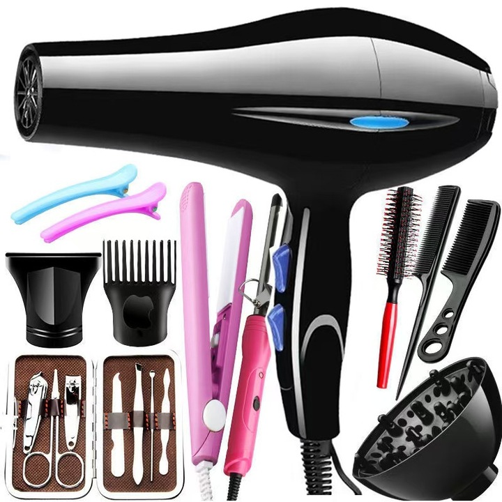 Uscator de par de acasa cu putere mare, set complet de accesorii, aer cald si rece, design ergonomic