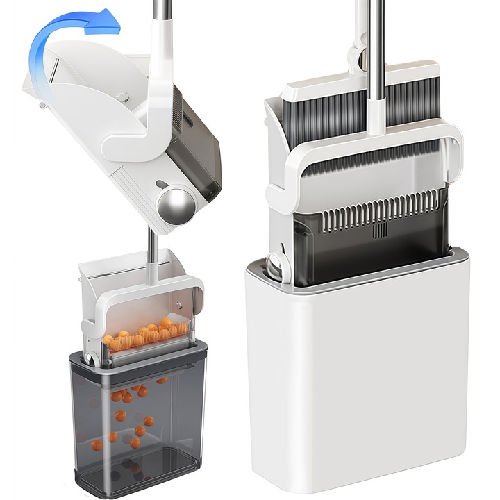 Set matura si faras cu auto-curatare, 3 straturi de peri, pliabil, inox, alb