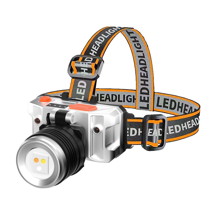 LED челник с три източника, интелигентен дисплей, USB Type-C захранване, черен