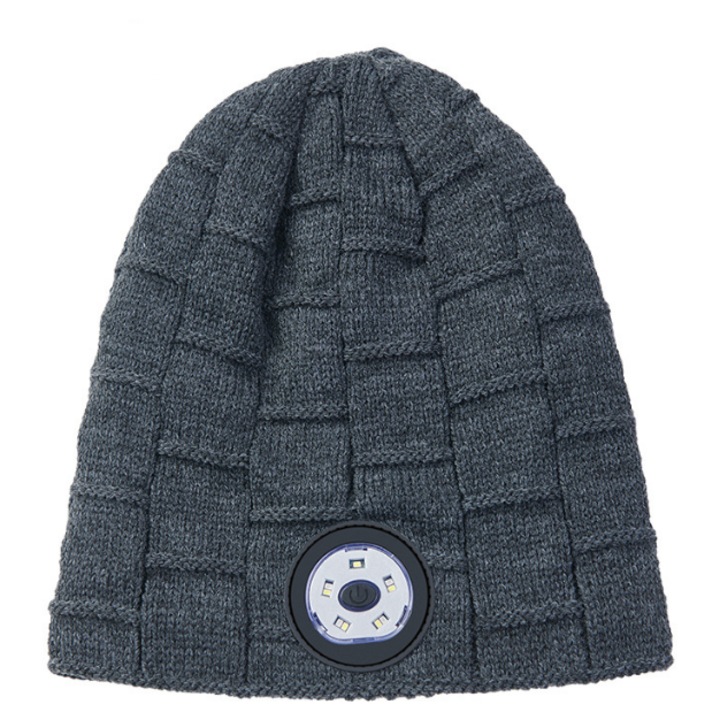 LED шапка с Bluetooth светлина, сива, универсален размер