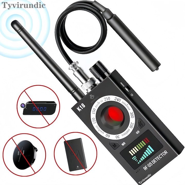 Detector spion Tyvirundic K18, detector camera ascunsa, detector camp magnetic, protectie confidentialitate