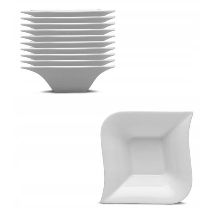 Set 12 Salatiere Portelan Lubiana Opera 18 cm Alb