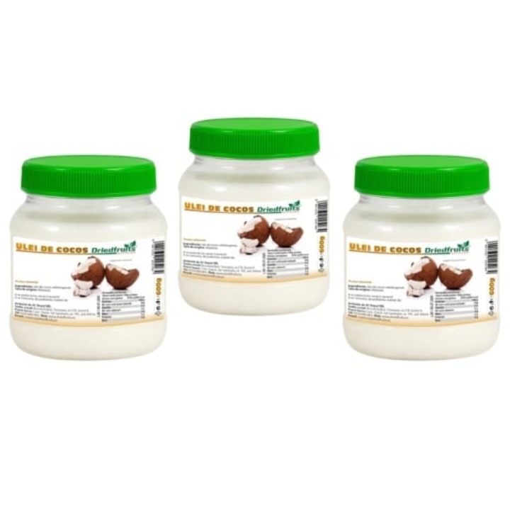 Ulei cocos pentru gatit (borcan) Driedfruits - 3 bucati x 700 ml/600g