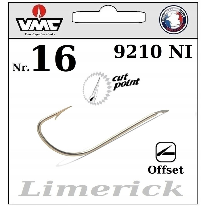 10 x Carlige VMC Limerick Offset 9210 NI Marimea 16