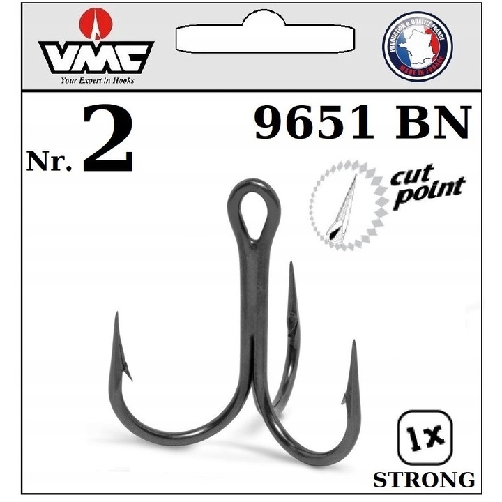 10 x Carlige Triplu VMC X-Strong 9651BN No. 2 pentru Naluci