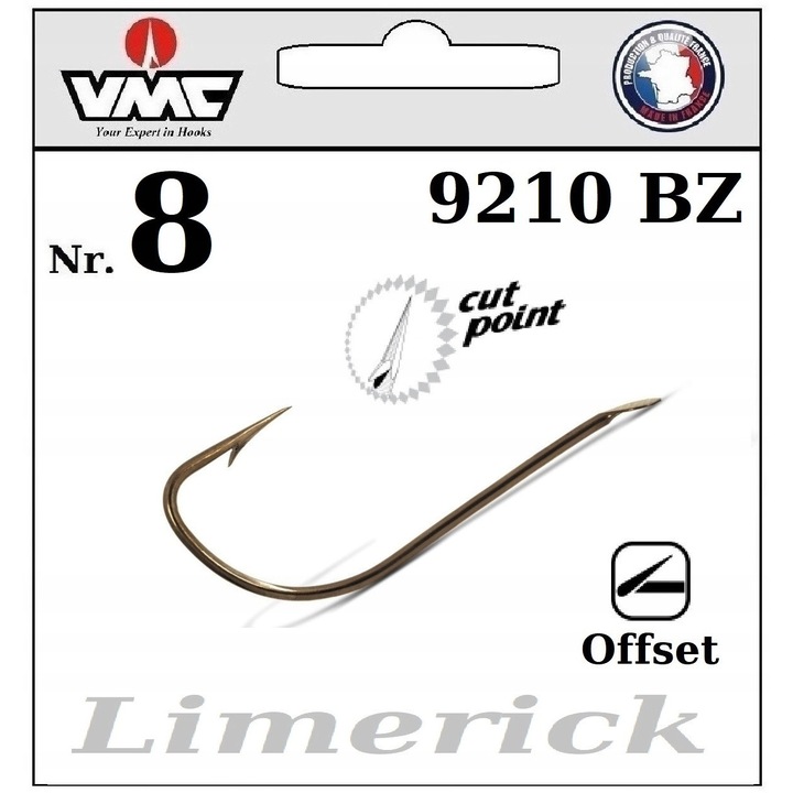 10 x Carlige VMC Limerick Offset 9210 BZ Nr. 8 - Pescuit Universal