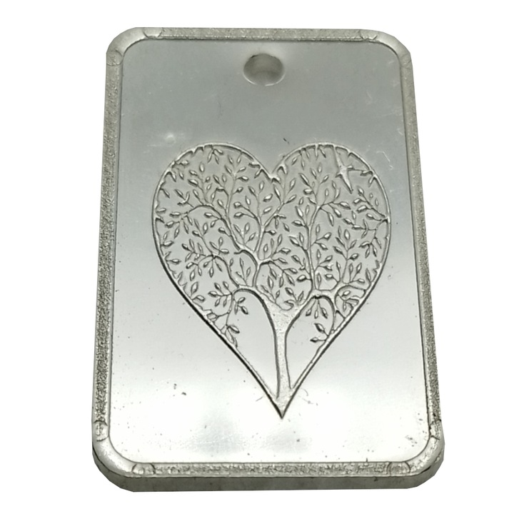 Сребърно кюлче, Rusalia, Дървото на живота сърце с отвор, 5 грамa, Ag 999.9