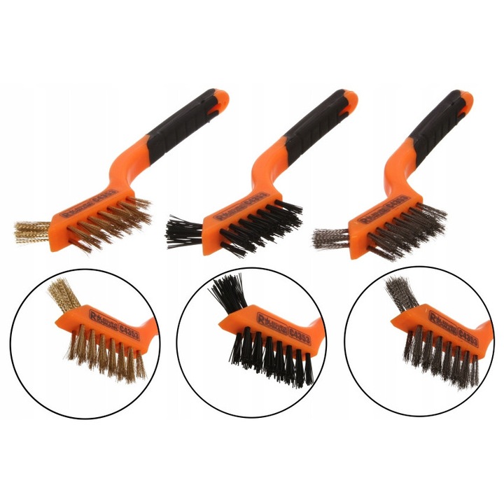 3 db-os fémkefe készlet 180 mm-es rozsda- és festéktisztításhoz