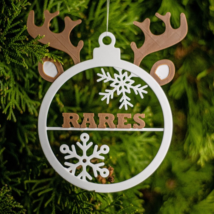 Glob de Craciun Printat 3D cu NUME, Multicolor, 10cm