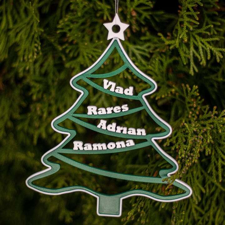 Glob de Craciun Printat 3D cu NUME, Multicolor, 10cm