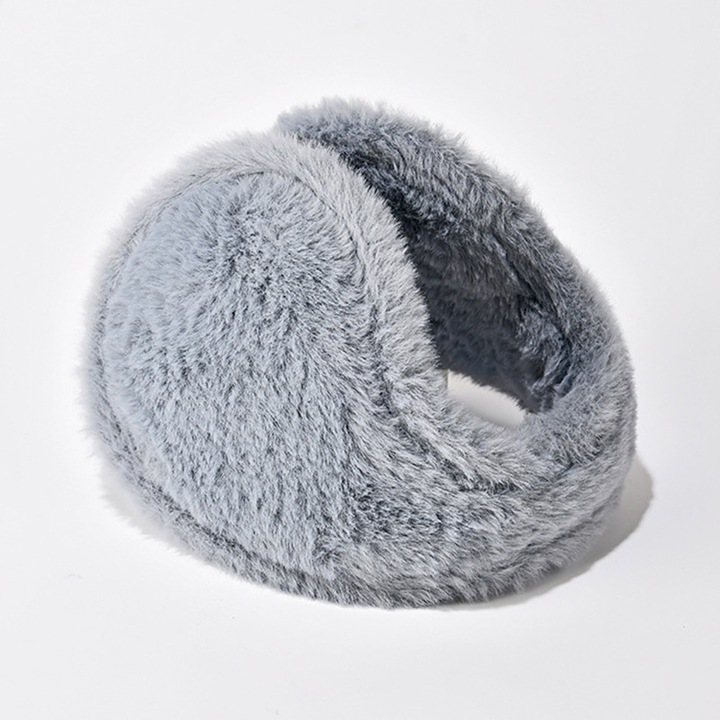 Дамски шапки, EZ-36, топла шапка с уши, дебел плюш, сива
