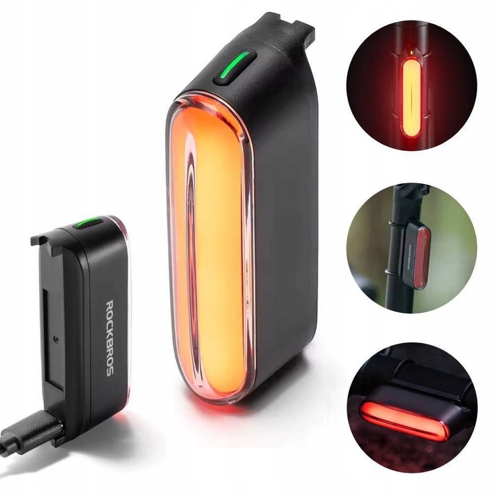 Mágneses kerékpár hátsó lámpa, fékérzékelő, 400mAh, 36h