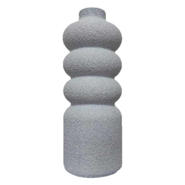 Vaza decorativa Zuri, culoare gri tip granit, diametru 6.5 cm, inaltime 20 cm