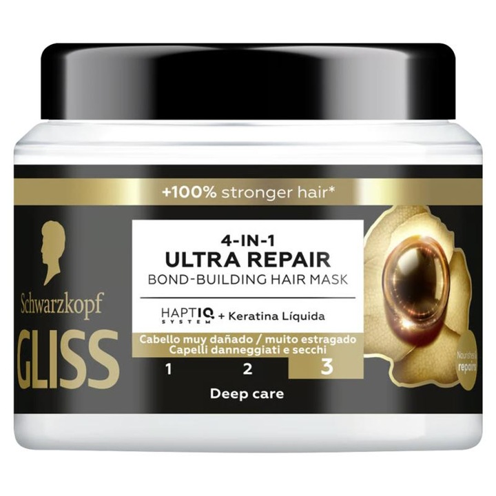 Masca de par Gliss 400ml 4in1 Reparare intensiva, hidratare, netezime