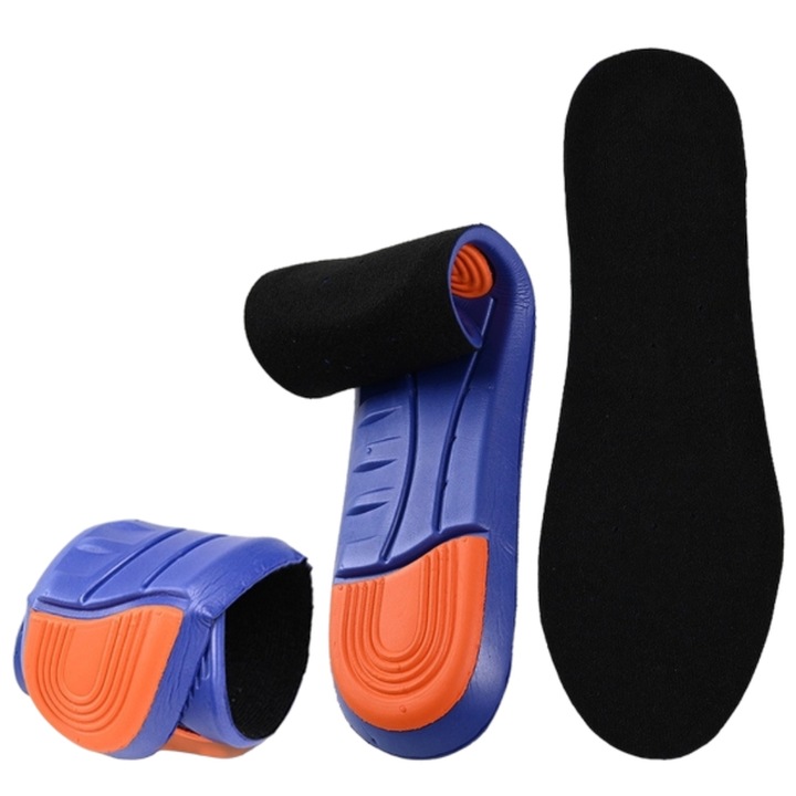 Branturi Ortopedice, MzcrJosv®, Suport Plantar si Calcai, pentru Picioare Obosite, Platfus Amortizare Socuri, Absorbtie transpiratie, Unisex, EVA, Albastru/Negru, Dimensiune Decupabila, Marime 41-45