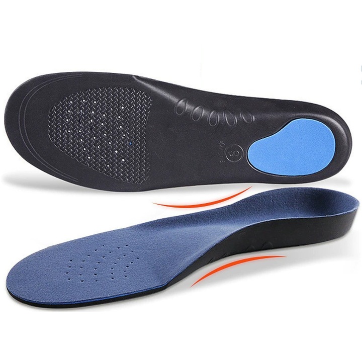 Branturi Ortopedice, MzcrJosv®, Suport Plantar si Calcai, pentru Picioare Obosite, Platfus Amortizare Socuri, Absorbtie transpiratie, Unisex, EVA, Albastru/Negru, Dimensiune Decupabila, Marime 34-37