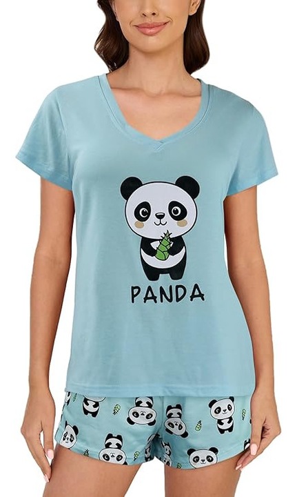 Pijama lejera de somn pentru femei, din material moale, panda