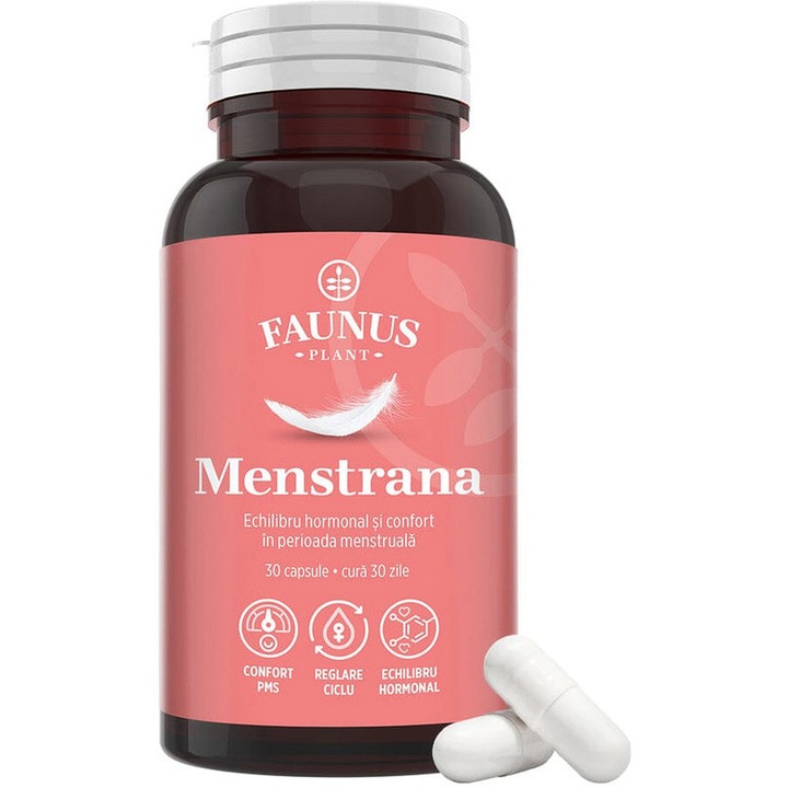 Menstrana – Formula naturala cu Maca si Vitex agnus-castus pentru echilibru hormonal si confort in sindromul premenstrual (PMS), Faunus Plant, Flacon 30 capsule