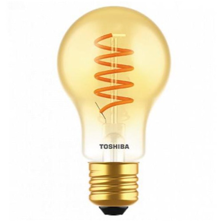 LED lámpa, égő, izzószálás hatás, filament, E27 foglalat, 4.5 Watt, meleg fehér, TOSHIBA, 5 év garancia