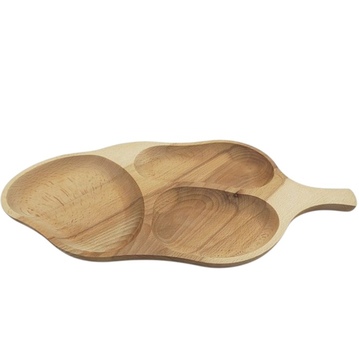 Bükkfa tálaló - 3 részre osztott - 51, 5 cm
