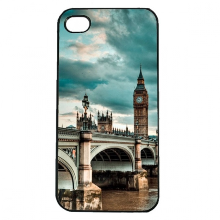 Westminster híd, London - iphone 4/4s tok, fehér kerettel, szilikon