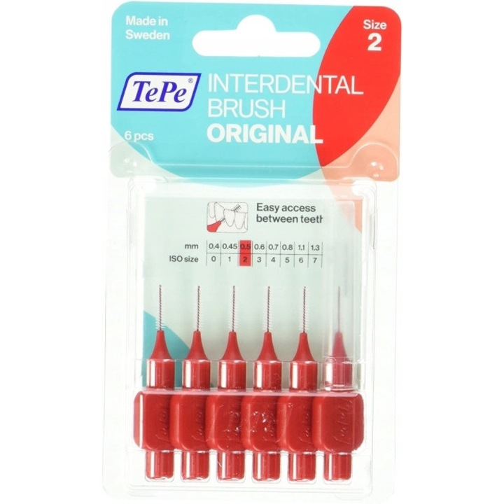 Periute Interdentare TePe Original 0, 5mm Rosii - Set 6 Bucati