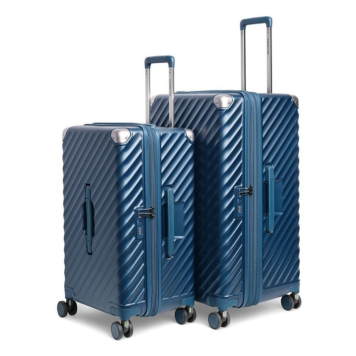 Комплект куфари Carryon Trunk, поликарбонат, 2 регистрирани багажа, TSA комбинация, 4 колела с окачване, син