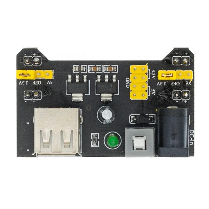 Modul de alimentare B102 pentru breadboard, 3.3V/5V, USB, dimensiune compactă