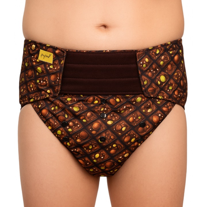 Újrafelhasználható felnőtt pelenka betéttel, Pupus, XL/2XL, 110-160cm, 1 bambusz betéttel, vízálló, többszínű