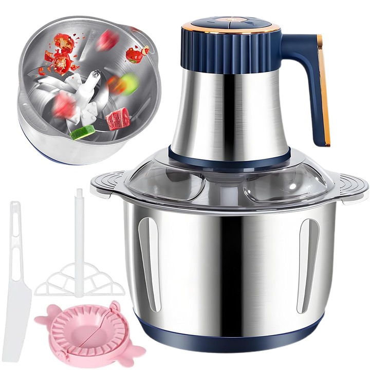 Електрически блендер Juksun, 5L, инокс, 500W, 5 скорости, син/сребрист