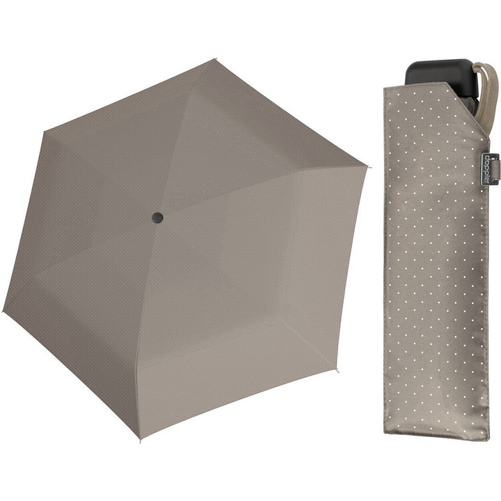 Umbrela de buzunar Doppler Carbonsteel Mini Slim, gri-bej