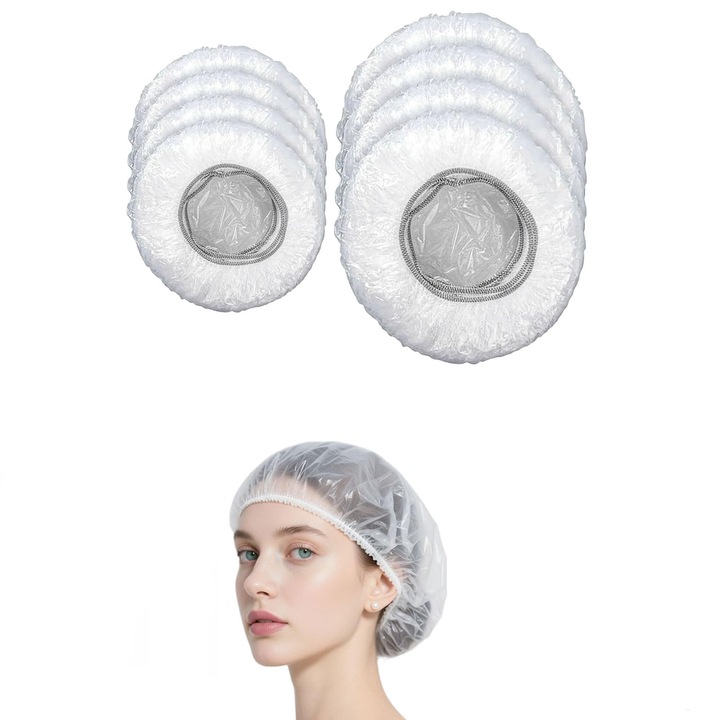 Set 30 Casca pentru Dus, AquaSilk Shower Caps, Potrivite pentru Masti de Par, Tratamente Hidratante, Impermeabile, Rezistente, Elastice, Confortabile, 2 Marimi Universale, Ideale pentru Femei, Barbati si Copii, Transparent
