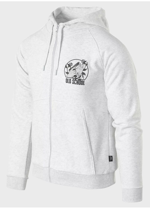 Hanorac Cu Gluga, Helikon-Tex, Old School Fullzip, Unisex, Material 65% Bumbac, 35% Poliester, Deschidere Pe Toata Lungimea, Fermoar Confortabil, Gluga Cu Ajustare Prin Snur, Doua Buzunare Pe Solduri, Croi Lejer Unisex, Tricot Moale, Gri, Gri melange