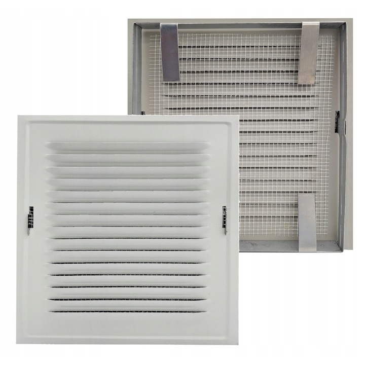 Grila metalic alb pentru horn, 14x14 cm, cu rama