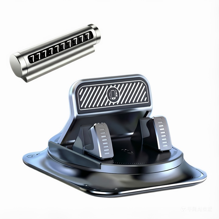 Suport Auto Telefon 2 in 1, Numar Parcare Temporara, Rotatie 360°, Fixare Bord cu Ventuza 5 Straturi, Universal, Anti-Alunecare, Instalare Usoara, Negru/Argintiu