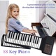 Пиано, многофункционално, сгъваемо, преносимо, с 88 клавиша, Piduules, 20 демонстрационни мелодии, 128 тона, 128 ритъма, лесно за почистване, водоустойчиво, бяло и черно, за деца и възрастни