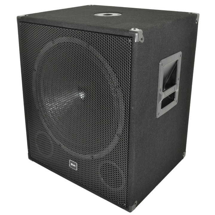Subwoofer activ QTX 18 inch 250W RMS, putere maximă 1000W, 675x585x475mm, negru