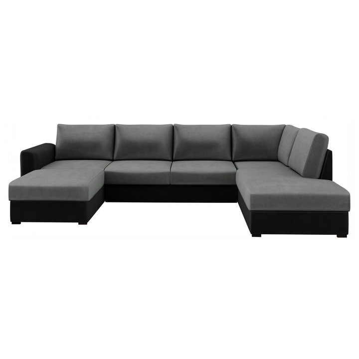 Coltar rabatabil Szafran dreapta, MIRJAN 24, negru + gri, 188x305x85 cm