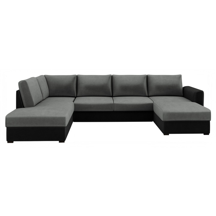 Coltar rabatabil Szafran stanga, MIRJAN 24, negru + gri, 188x305x85 cm