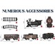 Trenulet Electric Western de Jucarie cu Viteza Variabila, Locomotiva si 3 Vagoane, Vintage, Sunete si Lumini, Telecomanda, 16 Traverse Sine, pentru baieti si fete, bebeLOGIC™