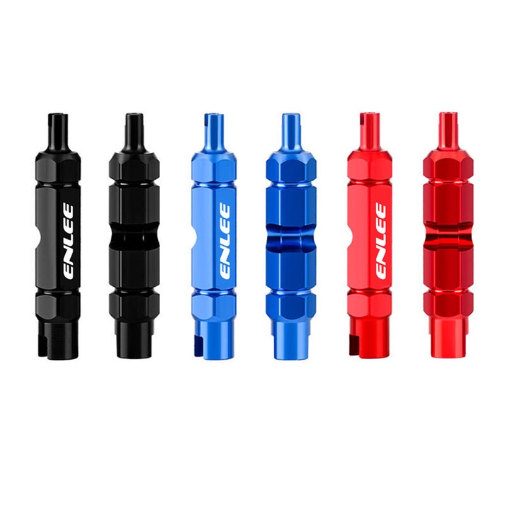 Instrument de demontare a ventilului pentru bicicleta in 3 culori diferite, prelungitor de supapa presetat, cheie de 5 mm