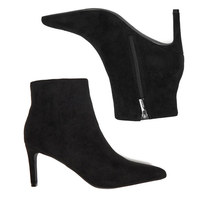 Botine dama, JENNY, negru, textil, CEO-R25AW09002-B