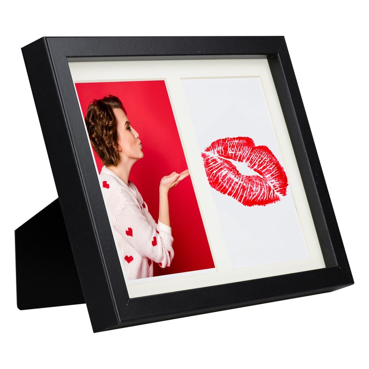 Rama foto clasica, 17x23 cm, pentru 2 poze 10x15 cm, neagra, BD art