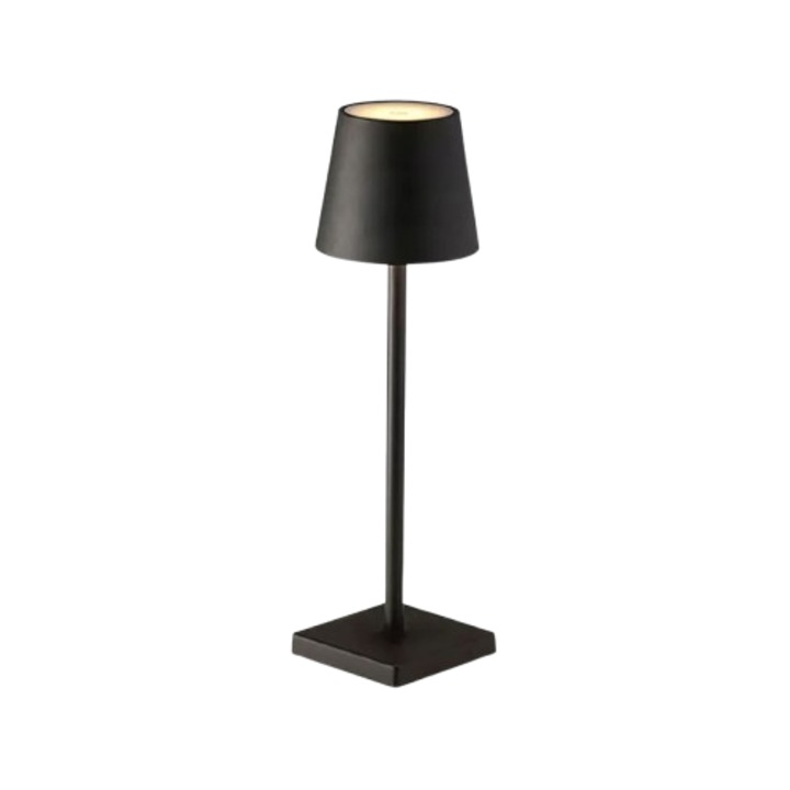 Lampa de masa touch LED reincarcabila, design modern minimalist, lumina ambientala cu control tactil, intensitate reglabila, 3 temperaturi de culoare cald/neutru/rece, 3W, USB, ideala pentru restaurant, bar, cafenea si dormitor, 38 cm, Negru