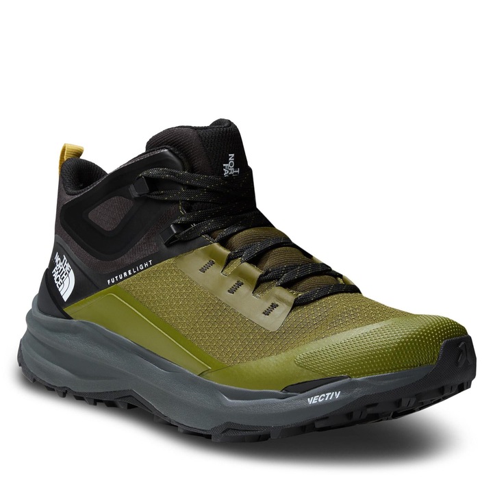 Ghete trekking barbati The North Face, Forest Olive/Negru, piele naturala, 42 EU