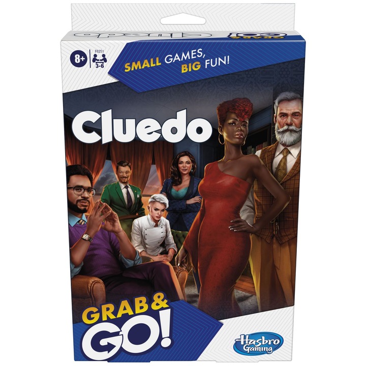 Hasbro Cluedo Grab and Go memóriajáték, kompakt, 3-6 játékos számára, angol nyelven