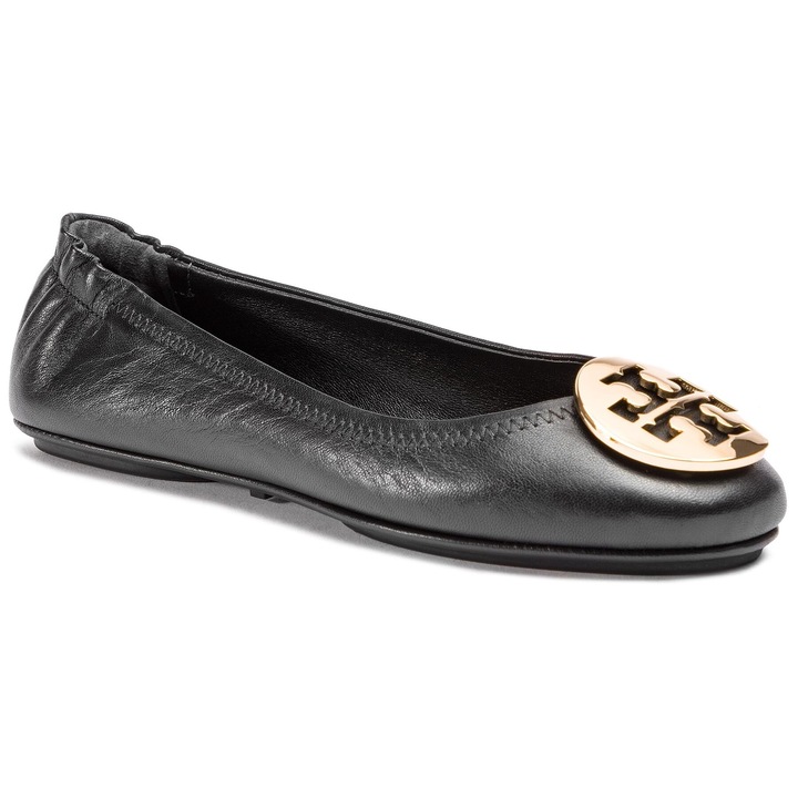 Дамски балеринки, Tory Burch, естествена кожа, черно/златно, 35 EU
