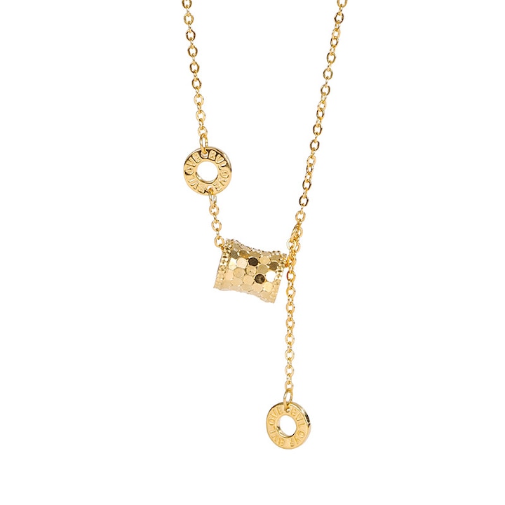 Дамско колие Tichy от сребро 925 с форма на пчелна пита, с дизайн на рибена люспа, 45 см, златен цвят